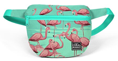 Coral High Su Yeşili Flamingo Çocuk Günlük Bel Çantası - Kız Çocuk