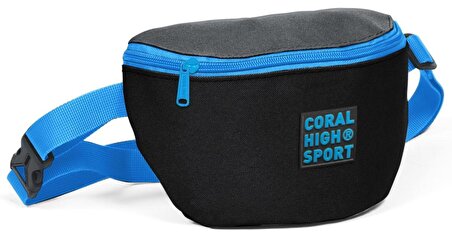 Coral High Sport Siyah-Mavi İki Bölmeli Bel Çantası