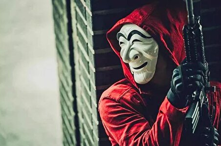 Koreli Hırsız Teatral Hahoe Maskesi - Para Heist Maskesi - Dali Maskesi