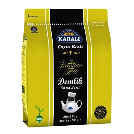 Karali Premium Organik Demlik Poşet Siyah Çay 300 gr 25'li 