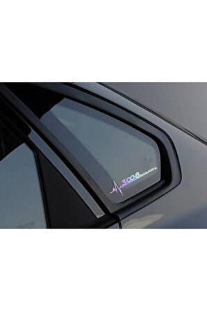 Peugeot 3008 Yan Cam Sticker Oto Kapı  20 Cm X 7 Cm Holo-Chroma