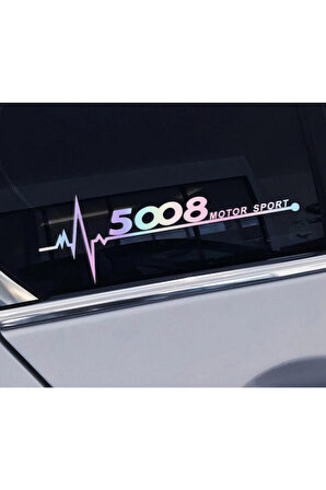 Peugeot 5008 Yan Cam Sticker Oto Kapı  20 Cm X 7 Cm Holo-Chroma