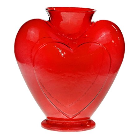 Girist Home Kırmızı Renk Kalp Çiçek Vazosu 22 cm