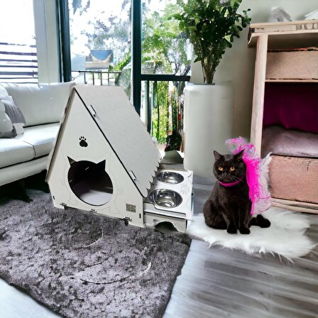 Girist Pet Mama Kabı Hediyeli Demonte Kedi Evi