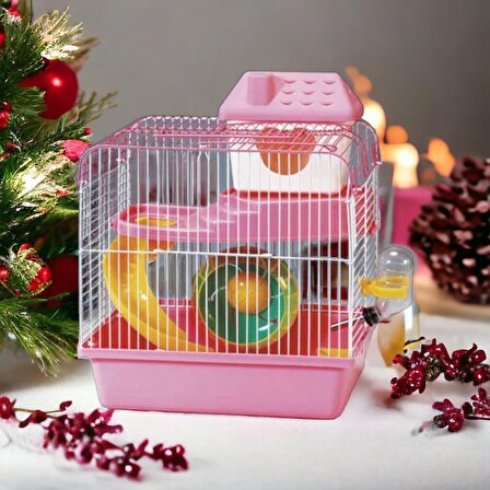 Girist Pet Full Aksesuarlı Pembe Renk Hamster Kafesi  23x17x25 cm