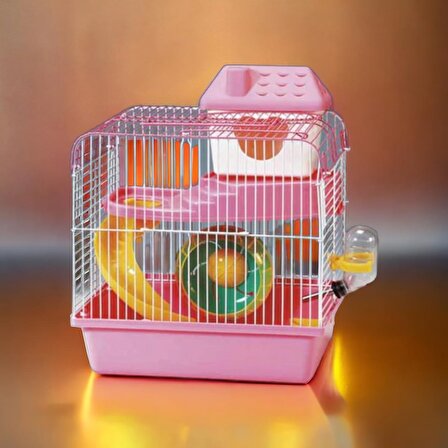 Girist Pet Full Aksesuarlı Pembe Renk Hamster Kafesi  23x17x25 cm