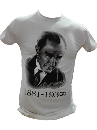 Beyaz Renk Atatürk Sonsuzluk Baskılı Çocuk Tişört 2 Yaş 12 Yaş Arası