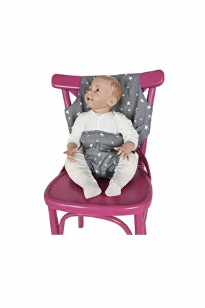 Sevi Bebe Kumaş Mama Sandalyesi Gri Yıldız