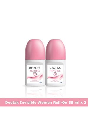 Deotak Invisible Antiperspirant Ter Önleyici Leke Yapmayan Kadın Roll-On Deodorant 35 ml x 2