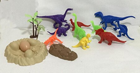 14 Parça Ufak Boy Renkli Dinozor Oyun Seti