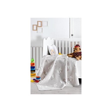 Sesli Home Akrilik-Pamuklu-Polyester Ayıcık 100x120 cm Bebek Battaniyesi Çok Renkli