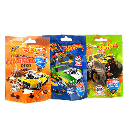 Hleks Shoogy Boom Gevrekli Çikolata Kaplı Patlayan Şeker Hot Wheels Lisanslı 50 Gr x 3 Adet