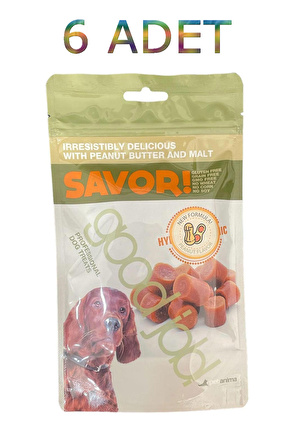 6 Paket Savor Yer fıstıklı ve Maltlı Köpek Ödül Maması 100 Gram Profesyonel Köpek Ödülü