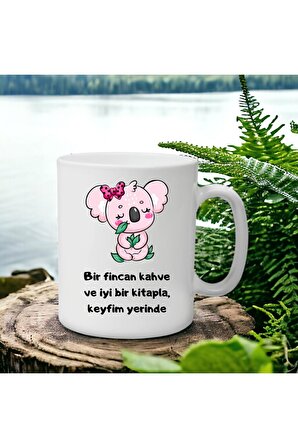 Bir fincan kahve ve iyi bir kitapla, keyfim yerinde (pembe)