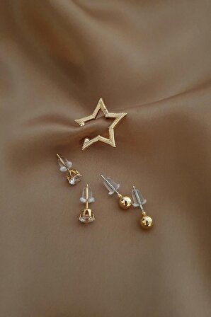 Yıldız Çoklu Gold Kadın Ear Cuff