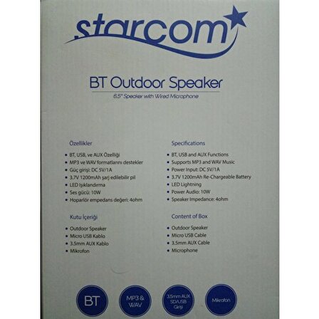 STARCOM SEYYAR PORTATİF TAŞINABİLİR ANFİ SES SİSTEMİ MİKROFONLU