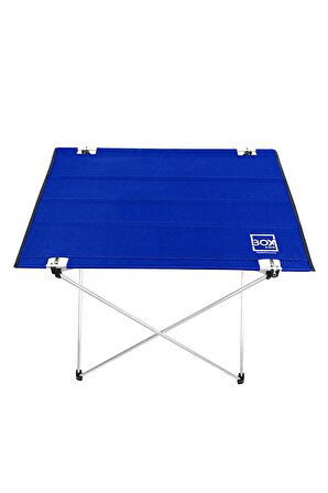 Box&Box Katlanabilir Kumaş Kamp ve Piknik Masası, Lacivert, Geniş Model, Omuz Askılı Kılıflı, Alüminyum Gövde, 73 x 55 x 48 cm