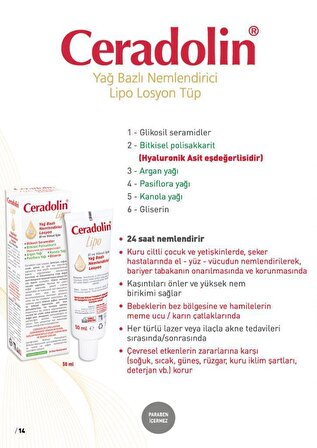 Ceradolin Nemlendirici E Vitaminli Kuru Cilt için  Vücut Losyonu 50 ml 