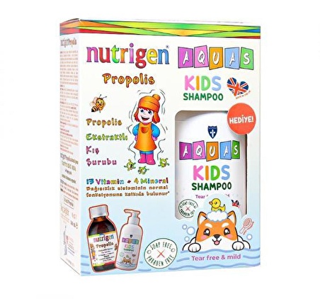 Nutrigen Propolis Şurup Portakal Aromalı 200 ml Aquas Kids Şampuan Hediye