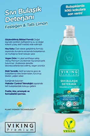 Viking Premium Fesleğen Limonlu 2x750 ml Elde Yıkama Deterjanı
