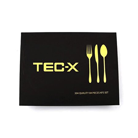 TEC-X Eva 84 Parça Çatal Kaşık Bıçak Çeyiz Seti + Saklama Kabı Hediyeli