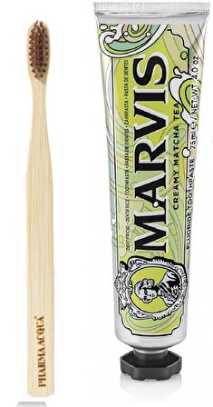 Marvis Creamy Matcha Tea Beyazlatma Doğal Diş Macunu 75 ml & Diş Fırçası 