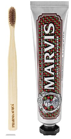 Marvis Sweet & Sour Rhubarb Nane Aromalı Beyazlatma Doğal Diş Macunu 75 ml & Diş Fırçası 