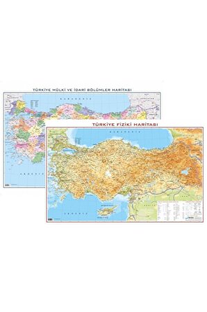 Türkiye Fiziki + Siyasi (50x70) Çift Taraflı  Çıtalı