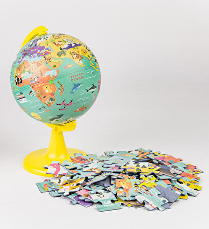 My Wild World Globe + Puzzle  (15 cm Globe-100 Pcs Puzzle)