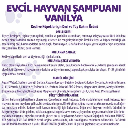 Pet White Kedi Köpek Evcil Hayvan Şampuanı Vanilya Kokulu 500 ml