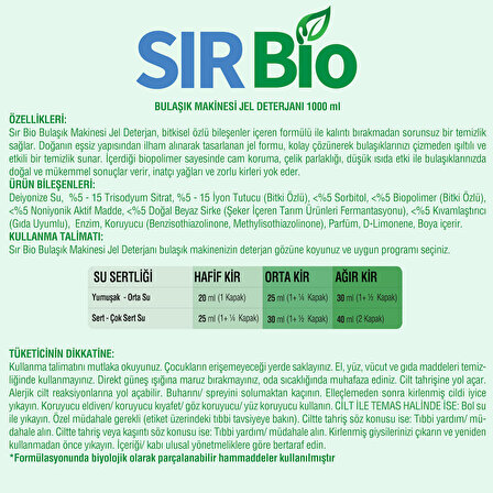 Sır Bio Bulaşık Makine Deterjanı 1000 ml 3'lü