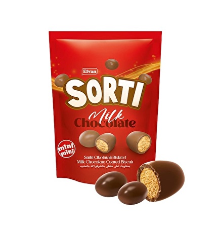 Sorti Sütlü Çikolata Kaplı Bisküvili Draje 150 Gr. (1 Paket)