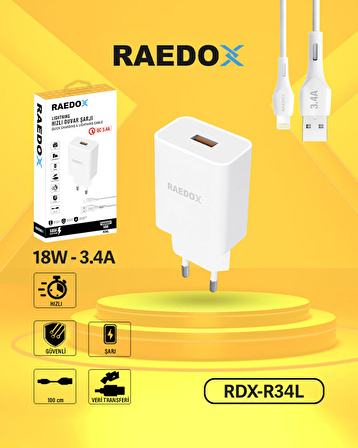 Raedox 18W 3.4A Lightning Duvar Şarjı