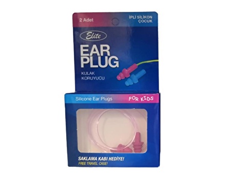 Ear Plug İpli Silikon Çocuk Kulak Koruyucu  pembe