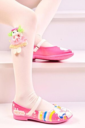 Unicorn Kız Çocuk Pembe Babet Ayakkabı