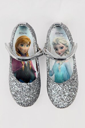 Frozen Elsa Kız Çocuk Pullu Gümüş Renk Babet