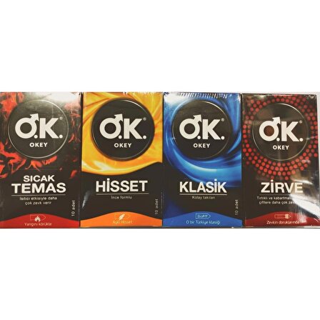 Okey Karma Prezervatif Seti 40'ı (Sıcak Temas+ Hisset + Klasik+ Zirve)