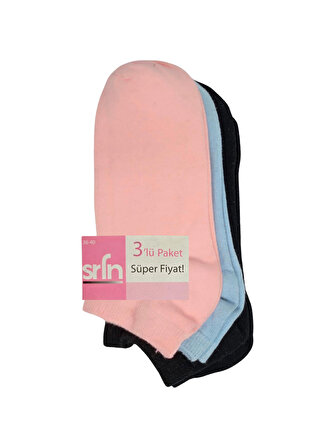 SRFN Kadın Patik Çorap 3 lü düz renkli