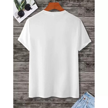  Lucky Life Unisex Baskılı Oversize T-Shirt - Beyaz