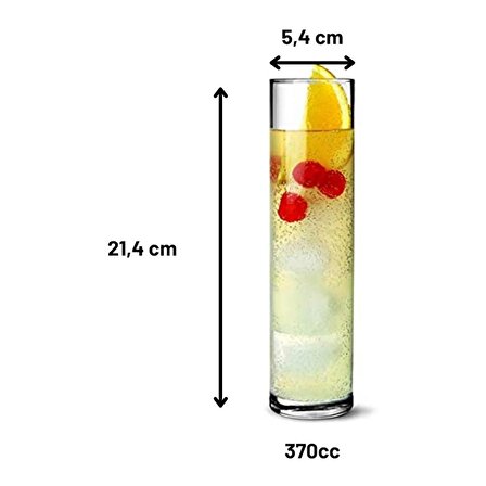Paşabahçe Pub Uzun Kokteyl Bardağı Long Drink - Collins Bardağı - 370cc - 6 Adet