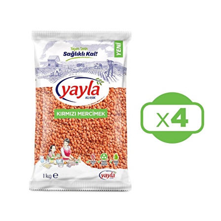 Yayla Bakliyat Kırmızı Mercimek 1 Kg x 4 Adet