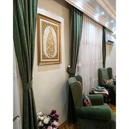 İslami Tablo 80x60 cm Naht Sanatı El Yapımı Dekoratif Çerçeveli Saf 13''Allah'tan bir yardım, çok yakın bir fetih''