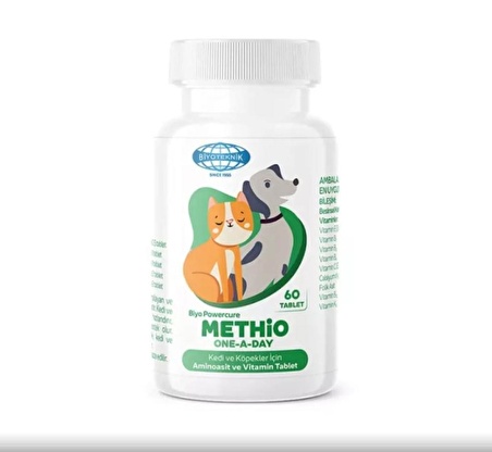 Biyoteknik Methio One A Day Kedi Köpek Vitamini 60 Tablet 8693439700638