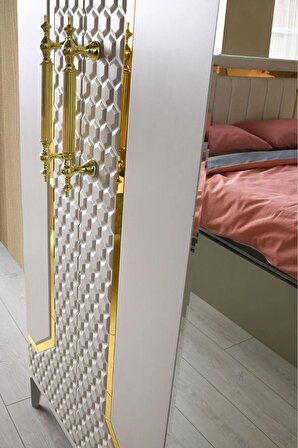 Milano Yatak Odası-mdf-kum Beji-6 Kapaklı Ve Aynalı-bazasız Traversli-ücretsiz Nakliye Ve Montaj