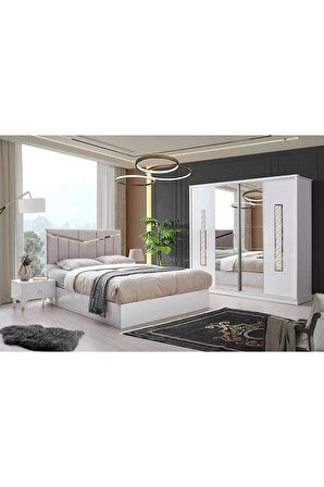 Palermo Yatak Odası-beyaz-sürgülü Ve Aynalı-bazasız Traversli-ücretsiz Nakliye Ve Montaj