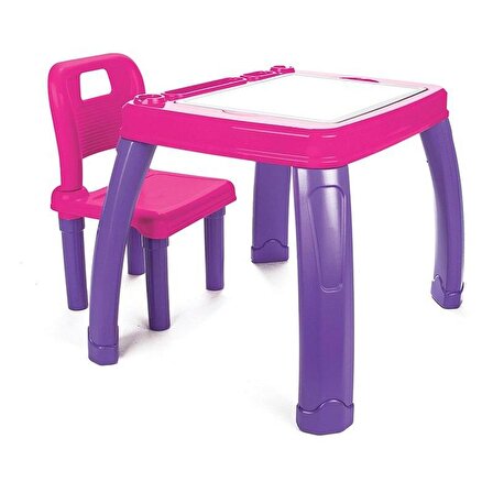 PİLSAN Sandalyeli Çalışma Masası - Pembe / Mor
