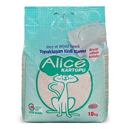 Alice Beyaz Sabunlu Topaklaşan İnce Taneli Kedi Kumu 10 Kg