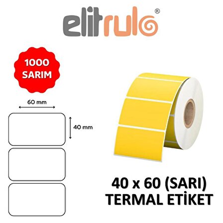 Elitrulo Barkod Etiketi 40x60 Termal SARI - 1000 Adet