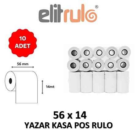 Elitrulo Yazar Kasa Pos Rulosu 56mm x 14mt - 10 Adet