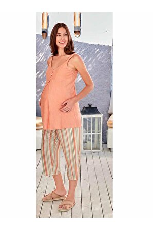 9015 Kadın Hamile Sıfır Kol Pijama Takım